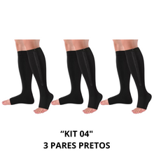 Carregar imagem no visualizador da galeria, Meias de Compressão C/ Zíper Sem Ponteira 20-30 mmHg (Unissex)