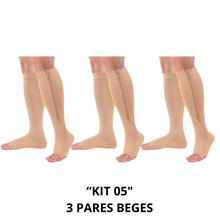 Carregar imagem no visualizador da galeria, Meias de Compressão C/ Zíper Sem Ponteira 20-30 mmHg (Unissex)