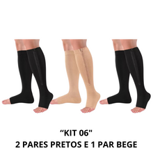 Carregar imagem no visualizador da galeria, Meias de Compressão C/ Zíper Sem Ponteira 20-30 mmHg (Unissex)