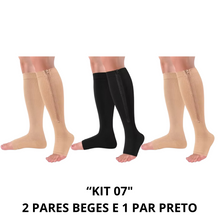 Carregar imagem no visualizador da galeria, Meias de Compressão C/ Zíper Sem Ponteira 20-30 mmHg (Unissex)