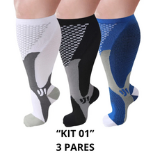 Carregar imagem no visualizador da galeria, Meias de Compressão Suprema Plus Size 20-30mmHg - Kit 3 pares