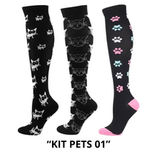 Carregar imagem no visualizador da galeria, Meias de Compressão Divertidas 20-30 mmHg - Kit 3 pares