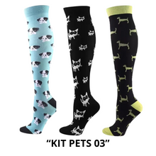 Carregar imagem no visualizador da galeria, Meias de Compressão Divertidas 20-30 mmHg - Kit 3 pares