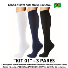Carregar imagem no visualizador da galeria, Meias de Compressão Neutras 20-30 mmHg - Kit 3 pares