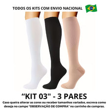 Carregar imagem no visualizador da galeria, Meias de Compressão Neutras 20-30 mmHg - Kit 3 pares