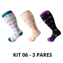 Carregar imagem no visualizador da galeria, Meias de Compressão Suprema Plus Size 20-30 mmHg - Kit 3 pares