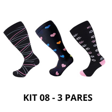 Carregar imagem no visualizador da galeria, Meias de Compressão Suprema Plus Size 20-30 mmHg - Kit 3 pares