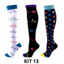 Carregar imagem no visualizador da galeria, Meias de Compressão Divertidas 20-30 mmHg - Kit 3 pares