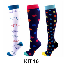 Carregar imagem no visualizador da galeria, Meias de Compressão Divertidas 20-30 mmHg - Kit 3 pares