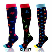 Carregar imagem no visualizador da galeria, Meias de Compressão Divertidas 20-30 mmHg - Kit 3 pares