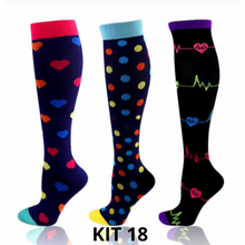 Carregar imagem no visualizador da galeria, Meias de Compressão Divertidas 20-30 mmHg - Kit 3 pares
