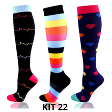 Carregar imagem no visualizador da galeria, Meias de Compressão Divertidas 20-30 mmHg - Kit 3 pares