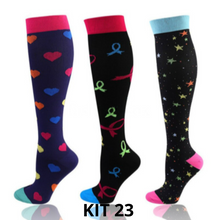 Carregar imagem no visualizador da galeria, Meias de Compressão Divertidas 20-30 mmHg - Kit 3 pares