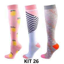 Carregar imagem no visualizador da galeria, Meias de Compressão Divertidas 20-30 mmHg - Kit 3 pares