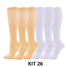 Carregar imagem no visualizador da galeria, Meias de Compressão Neutras 20-30 mmHg - Kit 6 pares