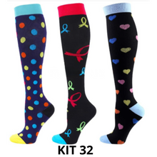 Carregar imagem no visualizador da galeria, Meias de Compressão Divertidas 20-30 mmHg - Kit 3 pares