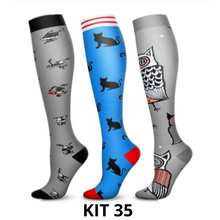 Carregar imagem no visualizador da galeria, Meias de Compressão Divertidas 20-30 mmHg - Kit 3 pares