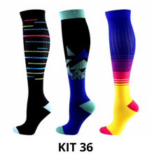 Carregar imagem no visualizador da galeria, Meias de Compressão Divertidas 20-30 mmHg - Kit 3 pares