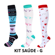 Carregar imagem no visualizador da galeria, Meias de Compressão Divertidas 20-30 mmHg - Kit 3 pares