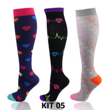 Carregar imagem no visualizador da galeria, Meias de Compressão Divertidas 20-30 mmHg - Kit 3 pares
