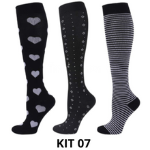 Carregar imagem no visualizador da galeria, Meias de Compressão Divertidas 20-30 mmHg - Kit 3 pares